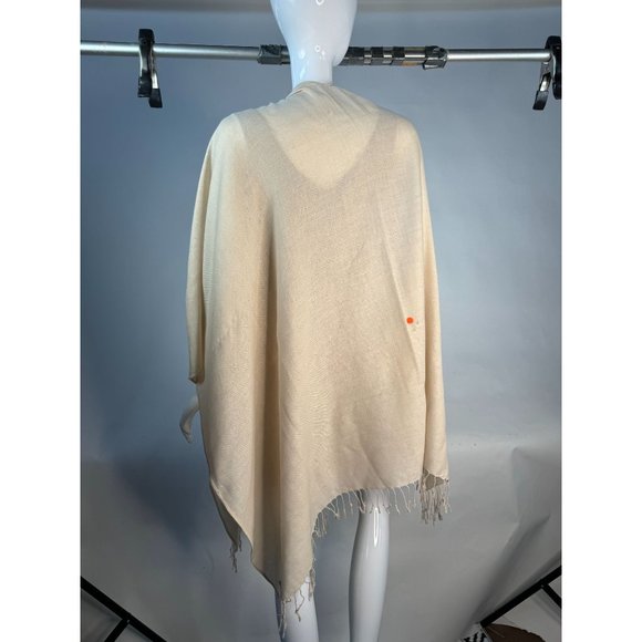 Bijoux Terner Pashima Wrap with Fringe OS Beige Polyester - has Blemish - Picture 11 of 16